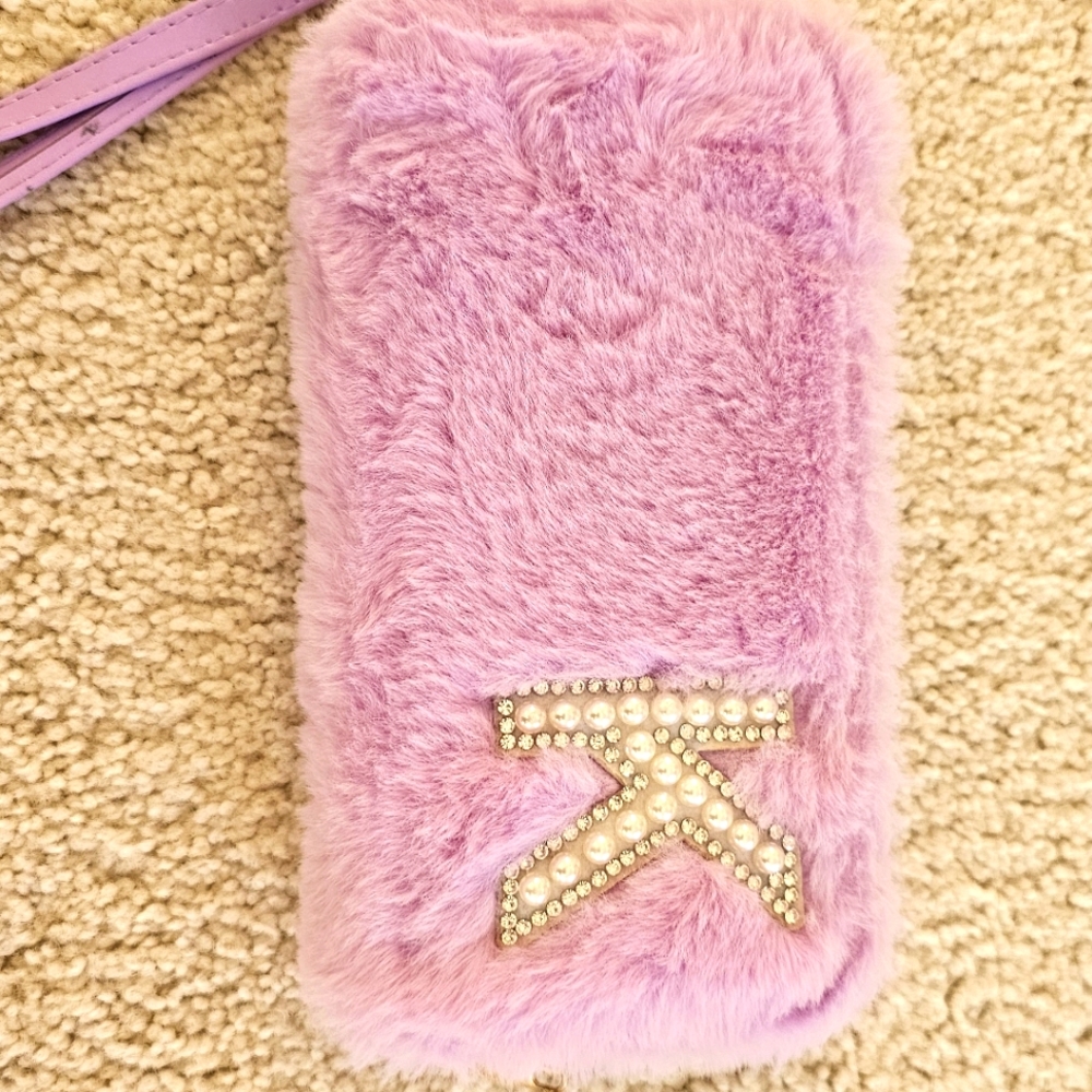 Lavendar new wallet Letter k in pearls and rhinestones